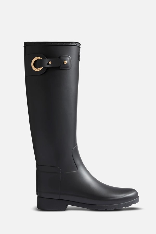 Women's Refined Slim Fit Tall Eyelet Buckle Wellington Boots from Hunter