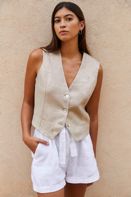 The Bobby Linen Vest from Arkitaip