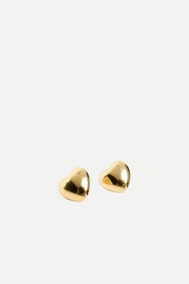 14k Gold Plated Stud Earrings With Puff Heart Design from Asos