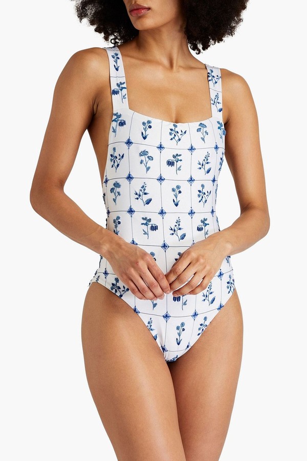 Cafe Loza Embroidered Bead-Embellished Swimsuit from Agua By Agua Bendita