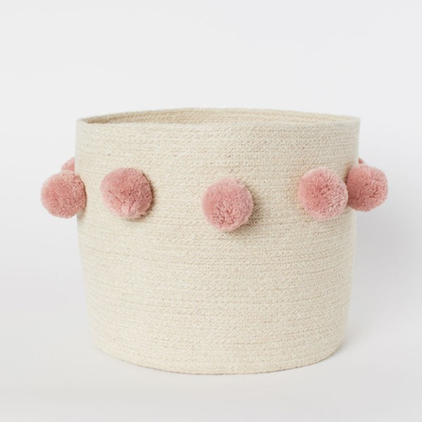 Storage Basket With Pompoms