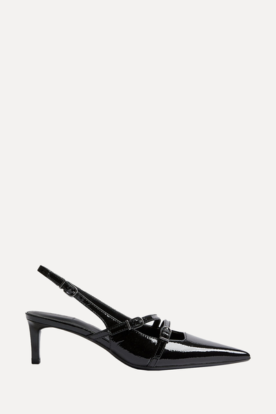 Leather Buckle Kitten Heel Slingbacks from M&S