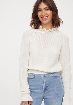 Frill-Trimmed Ribbed Jumper from H&M