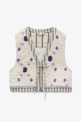 Quilted Gilet With Fringing