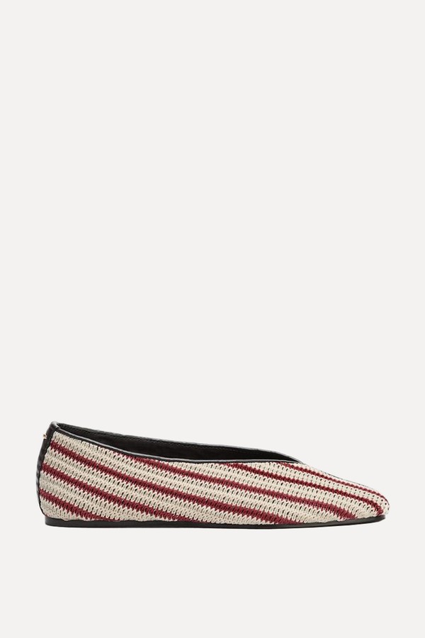 Striped Fabric Ballet Flats