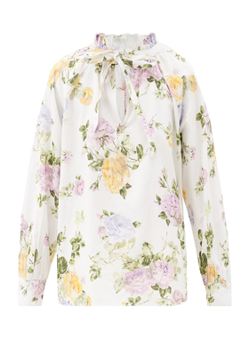 Willow Floral-Print Cotton-Corduroy Blouse from LoveShackFancy