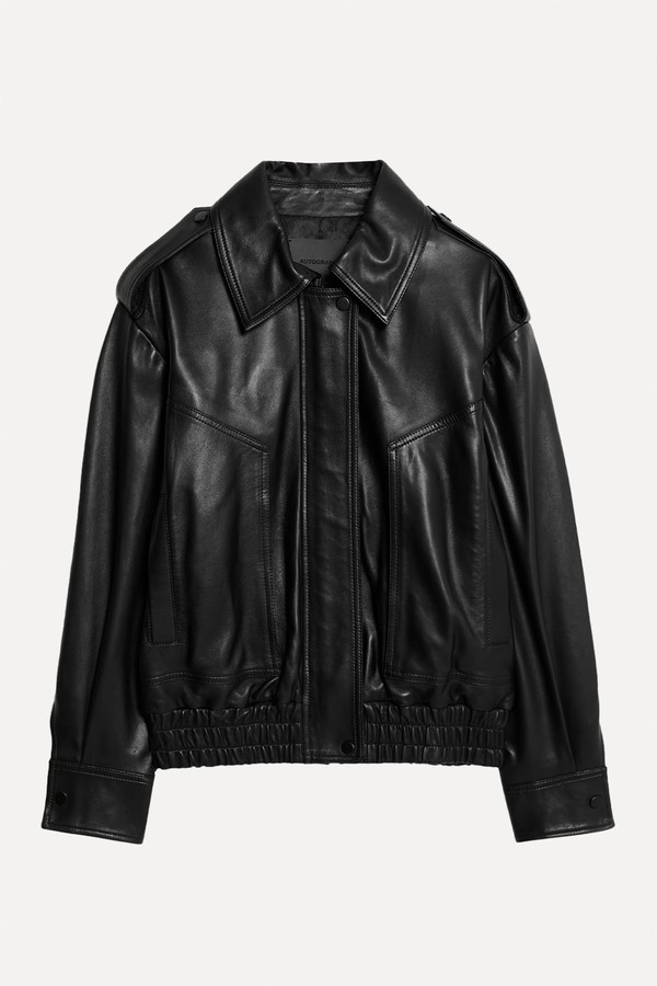 Leather Relaxed Harrington Jacket from Autograph