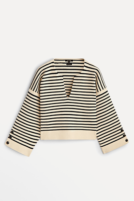 Striped Sweater With Button Details from Massimo Dutti