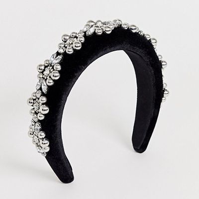 Padded Headband With Crystal & Ball Embellishment from ASOS