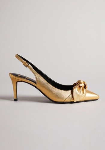 Metallic Bow Slingback Court Shoe