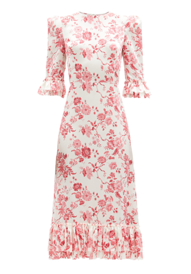 Floral-Print Ruffled Silk Dress from The Vampires Wife