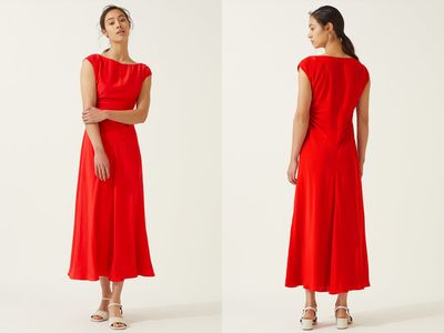 Silk Ruched Midi Dress