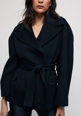 Double Face Wool Blend Coat With Belt from Maje