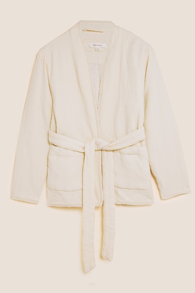 Cotton Rich Textured Belted Jacket