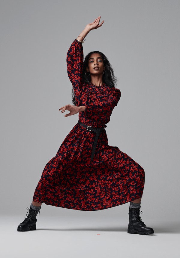 The Floral Waisted Midi Dress | £45