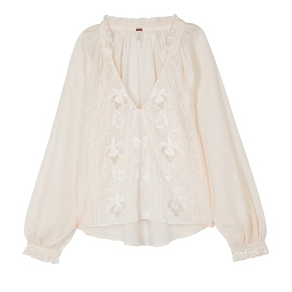 Sivan Ivory Embroidered Blouse from Free People
