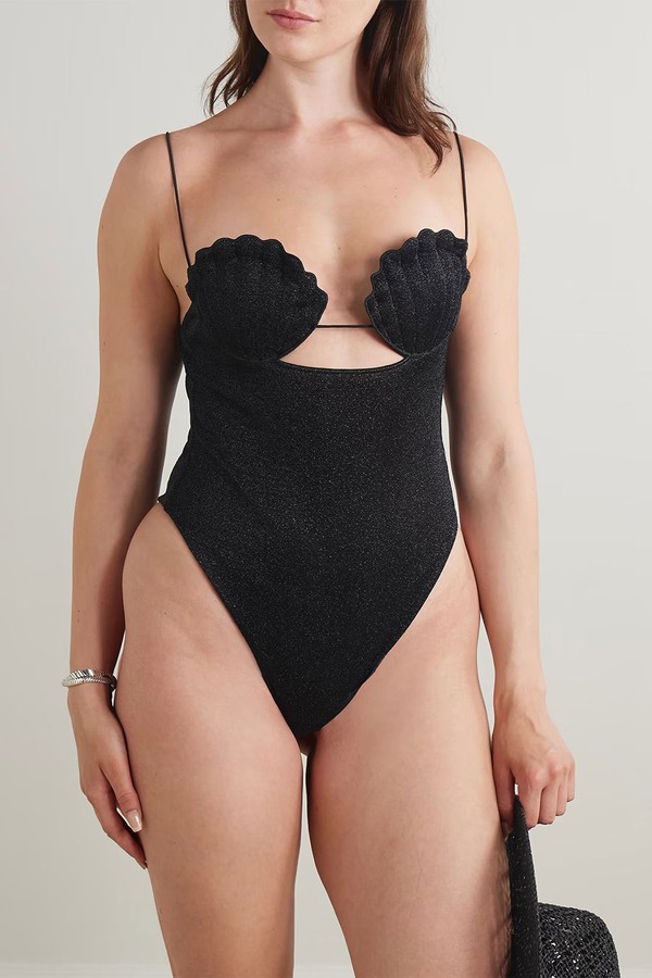 Lumière Shell Cutout Lurex Swimsuit from  Oséree