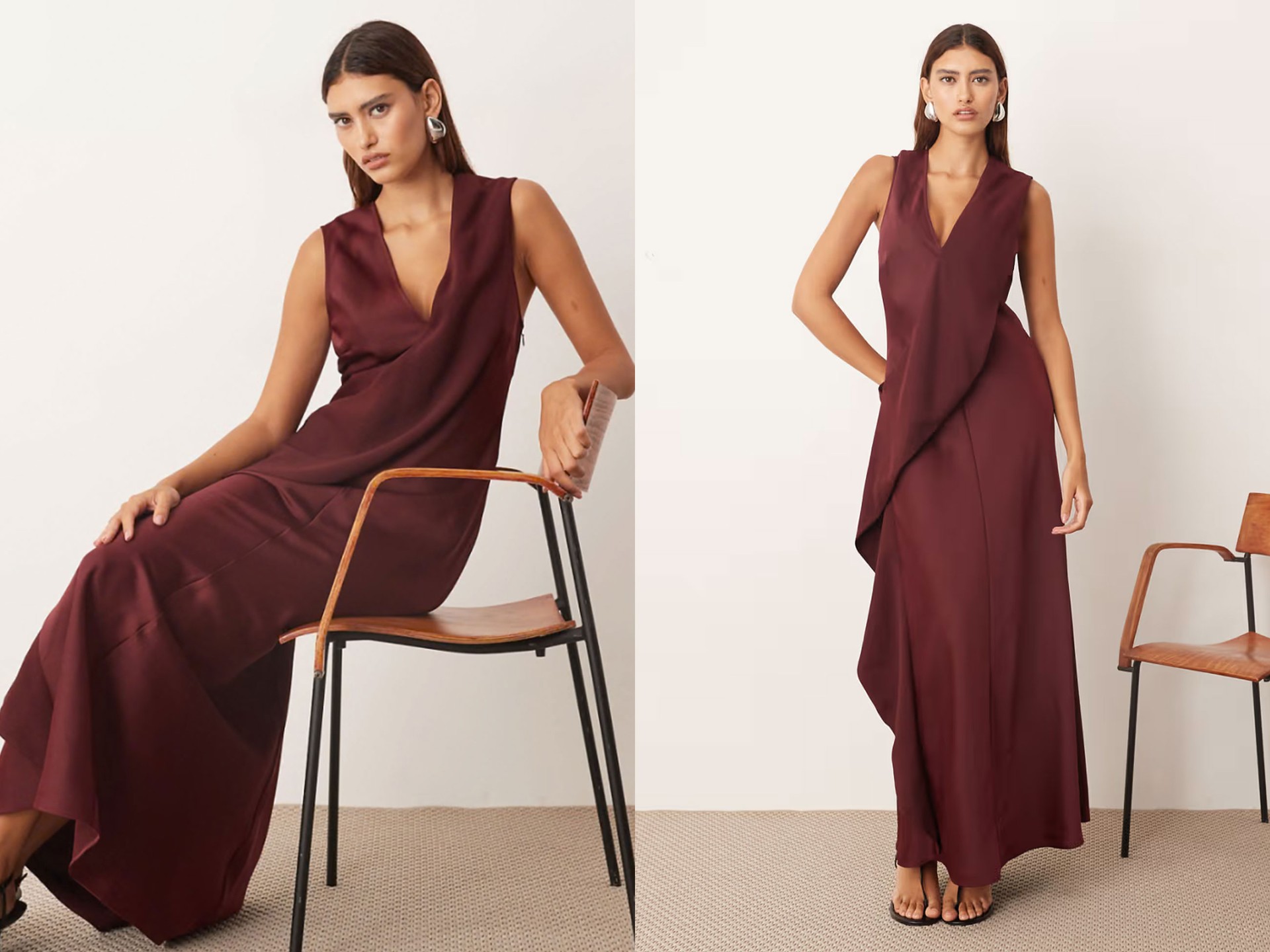 Contrast Panel Sleeveless Maxi Dress