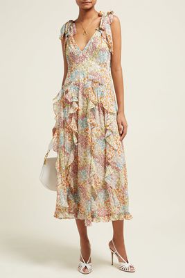 Ava Floral-Print Ruffle Silk-Blend Dress from Rebecca Taylor
