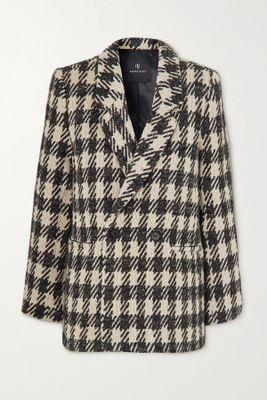 Diana Double-Breasted Houndstooth Cotton-Blend Tweed Blazer from Anine Bing