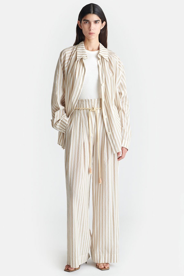 Nevada Striped Belted Linen Pants