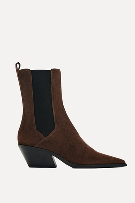 Split Suede Heeled Ankle Boots  from Massimo Dutti 
