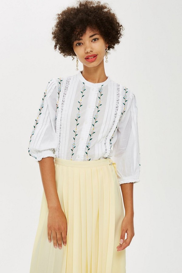 Floral Embroidered Shirt  from Topshop