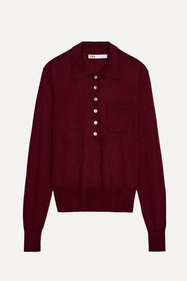 Wool Polo Shirt With Pocket from Zara
