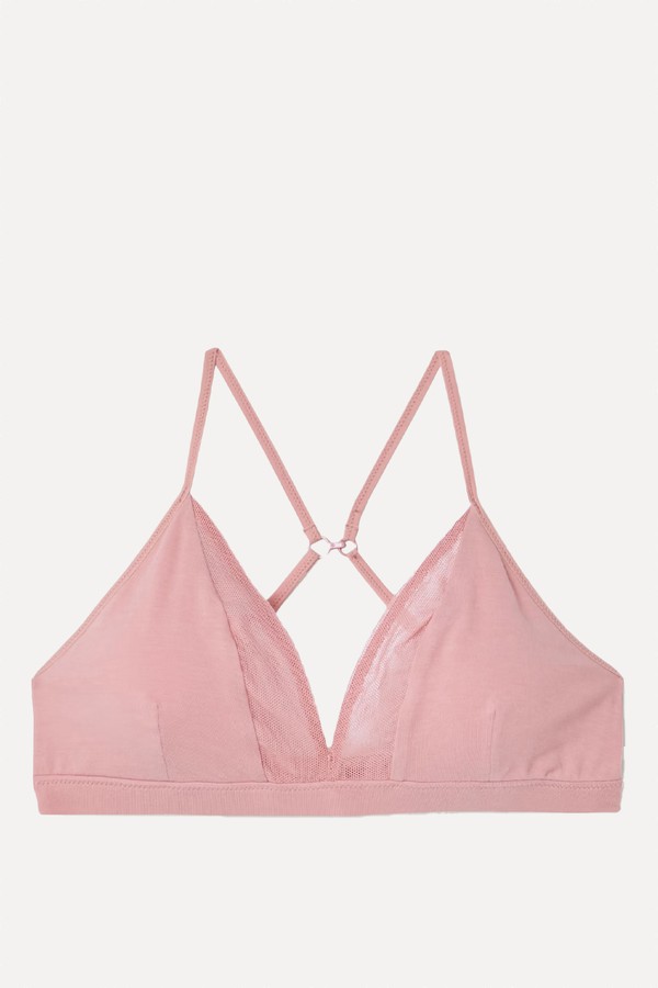 Germaine Mesh-Trimmed Stretch Organic Pima Cotton-Jersey Soft-Cup Bra from Skin