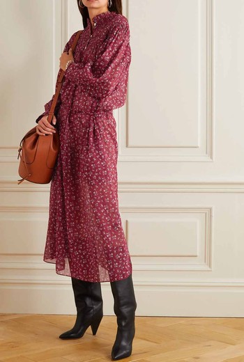 Perkins Shirred Floral-Print Cotton-Voile Midi Dress, £385 | Isabel Marant Etoile