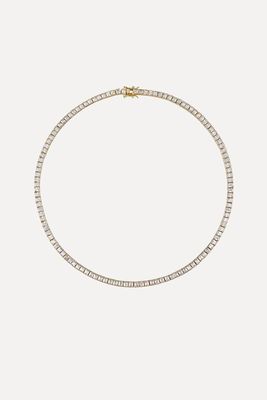 Princess Cut, Lab-Grown White Sapphire Silver Riviere Necklace from Dorsey