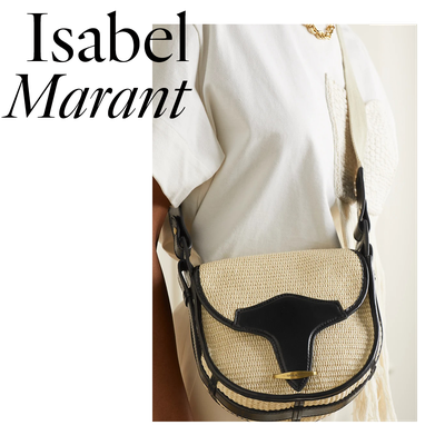 Botsy Leather-Trimmed Raffia Shoulder Bag, £395