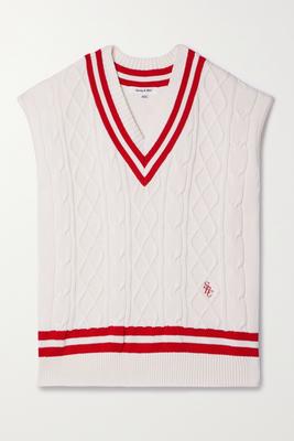 Striped Cable Knit Cotton Vest from Sporty & Rich
