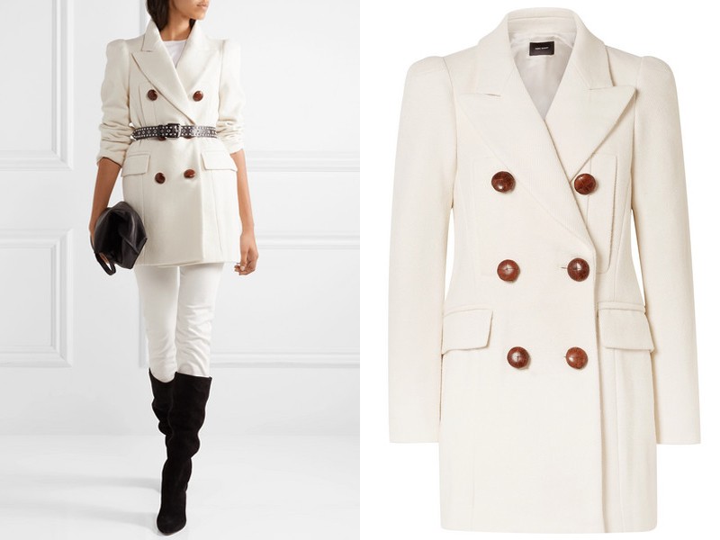 Klea Double Breasted Cotton Blend Twill Coat from Isabel Marant