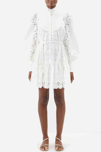 Evi Broderie-Anglaise Cotton Mini Dress from Alémais