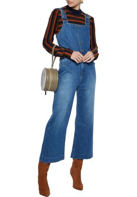 Claire Cropped Faded Denim Overalls from Frame