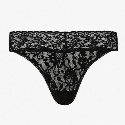 Signature Original Stretch-Lace Thong in Black from Hanky Panky
