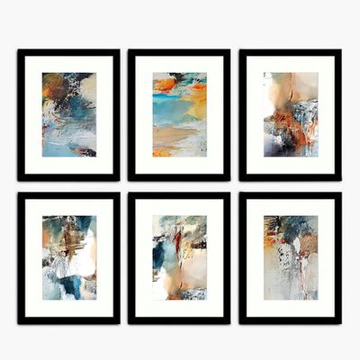 Set Of 6 Painterly Abstract Framed Print & Mount from Natasha Barnes