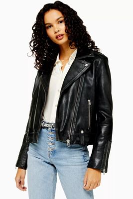 Real Leather Biker Jacket from Topshop