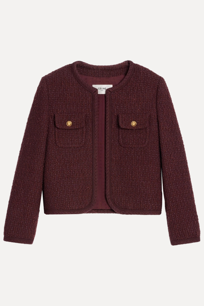 Chelsea Jacket In Bouclé Tweed Bordeaux from Celine