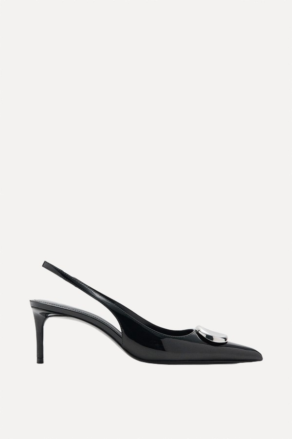 Patent Leather High-Heeled Shoes With Metal Detail from Mango