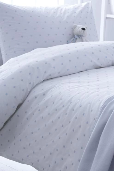 Organic Dotty Blue Cotton Single Duvet Set from Little Lucy Willow