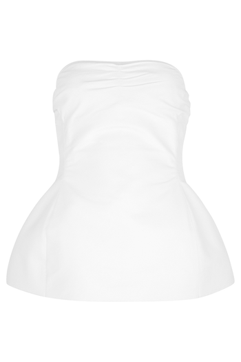 Blanche Strapless Cotton-Twill Peplum Top from KHAITE