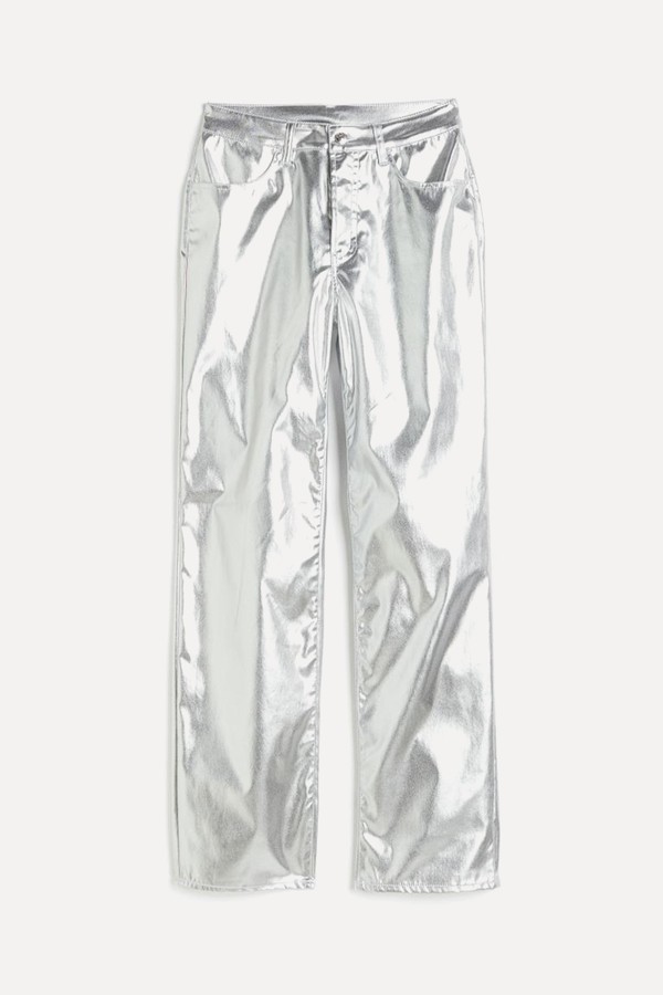 90s Straight Coated Trousers from H&M