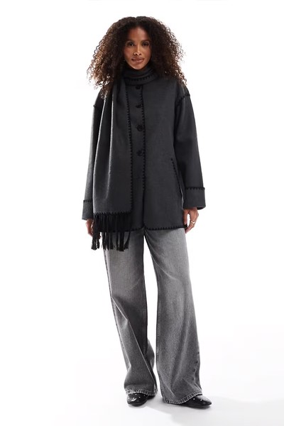 Faux Wool Scarf Coat  from ONLY