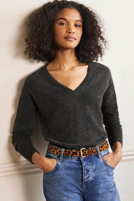 Cashmere V-neck Relaxed Jumper from Boden