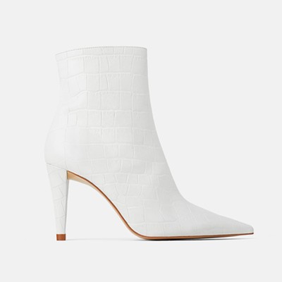 Snakeskin Print Leather Boots from Zara