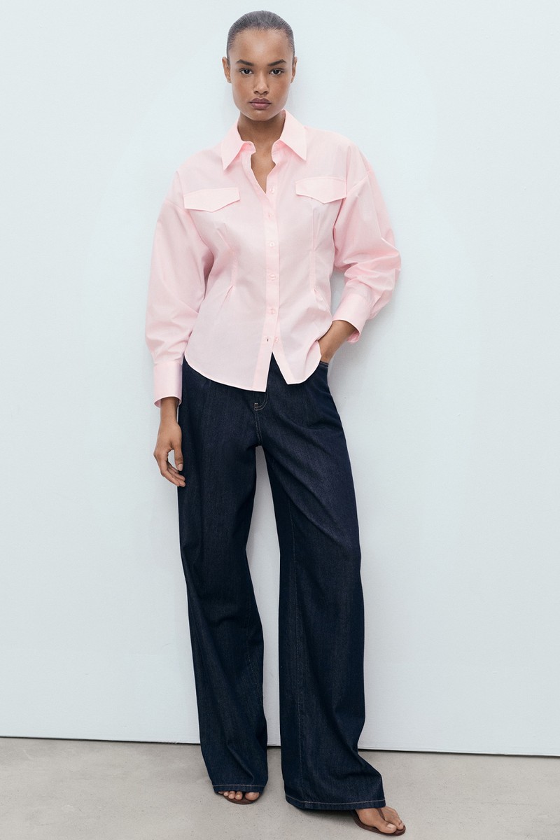 Shirt With Pleats & Pockets from Mango