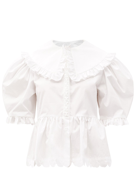 Antonia Exaggerated-Collar Cotton-Poplin Blouse from Horror Vacui