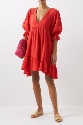 Ajmer Cotton Plissé Voile Mini Dress, £335 | Anaak